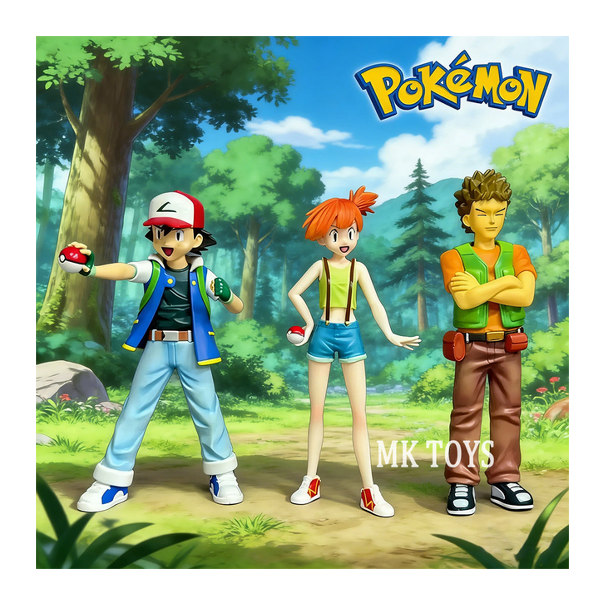 Bandai Pokémon Anime Figuren Ash Ketchum Misty Brock Actionfiguren aus PVC in Mehrfarbig, Höhe: 13-15 cm - Bild 1