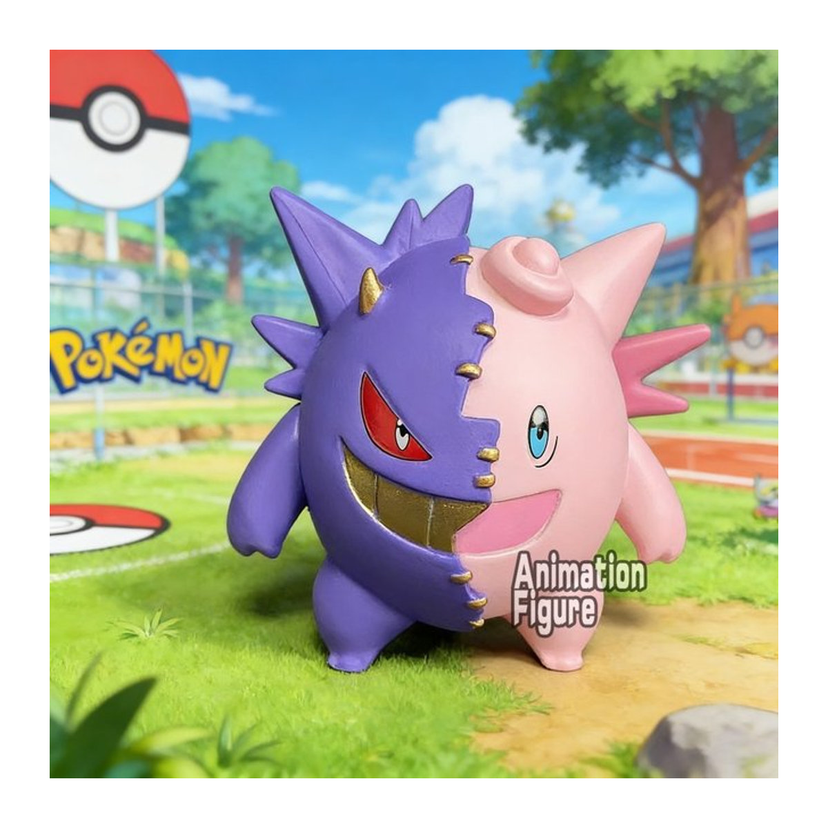 Bandai Pokemon Anime Figuren Gengar und Clefable Sammlermodelle aus Kunststoff, mehrfarbig, Höhe: 7,5 cm - Bild 1