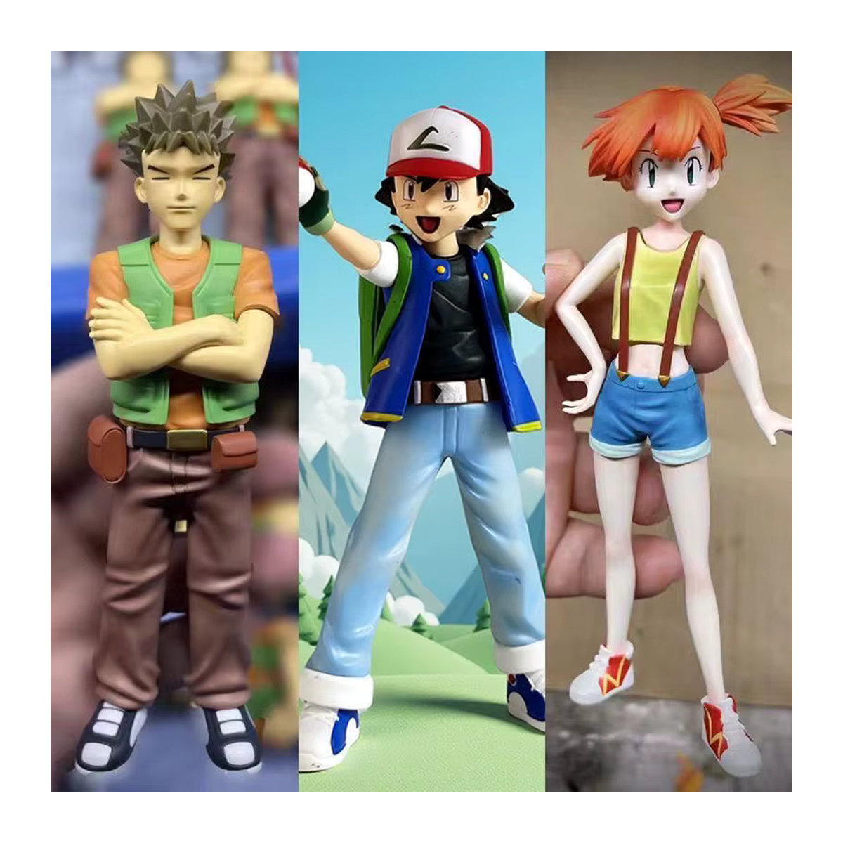 Bandai Pokemon Anime Sammelfigur Ash Ketchum Brock Misty aus Kunststoff, mehrfarbig, Höhe: 13-15 cm - Bild 3