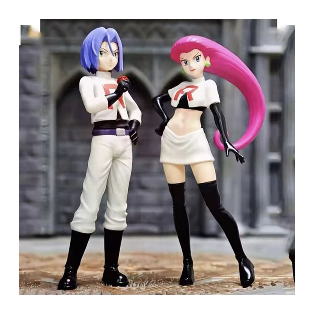 Bandai Pokemon Team Rocket Anime Figuren Jessie und James aus PVC, mehrfarbige Sammlerstatue zur Dekoration - Bild 1