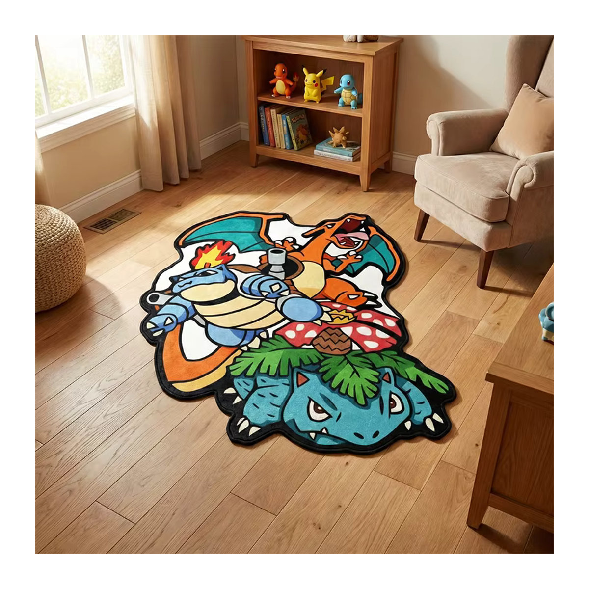 Bandai Pokemon Teppich mit Charizard, Blastoise und Venusaur Motiv, mehrfarbig, weiche Bodenmatte für Kinderzimmer und Gamer - Bild 4