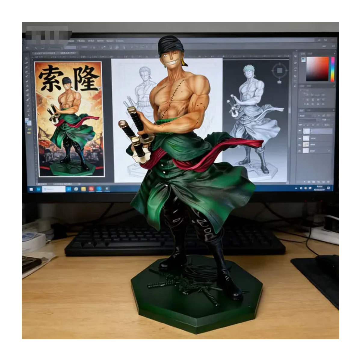 Bandai Premium Sammlerfigur Goldener Schwertkämpfer Ride The Waves Anime-Modellstatue in Gold und Mehrfarbig - Bild 2