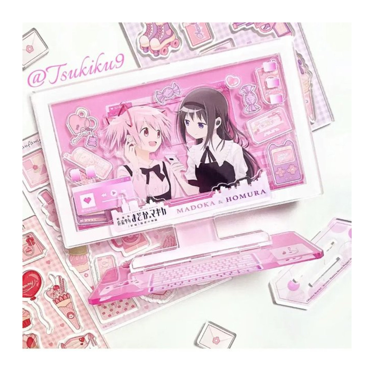 Bandai Puella Magi Madoka Magica Acryl Standfigur Kaname Madoka und Akemi Homura in Rosa - Bild 1