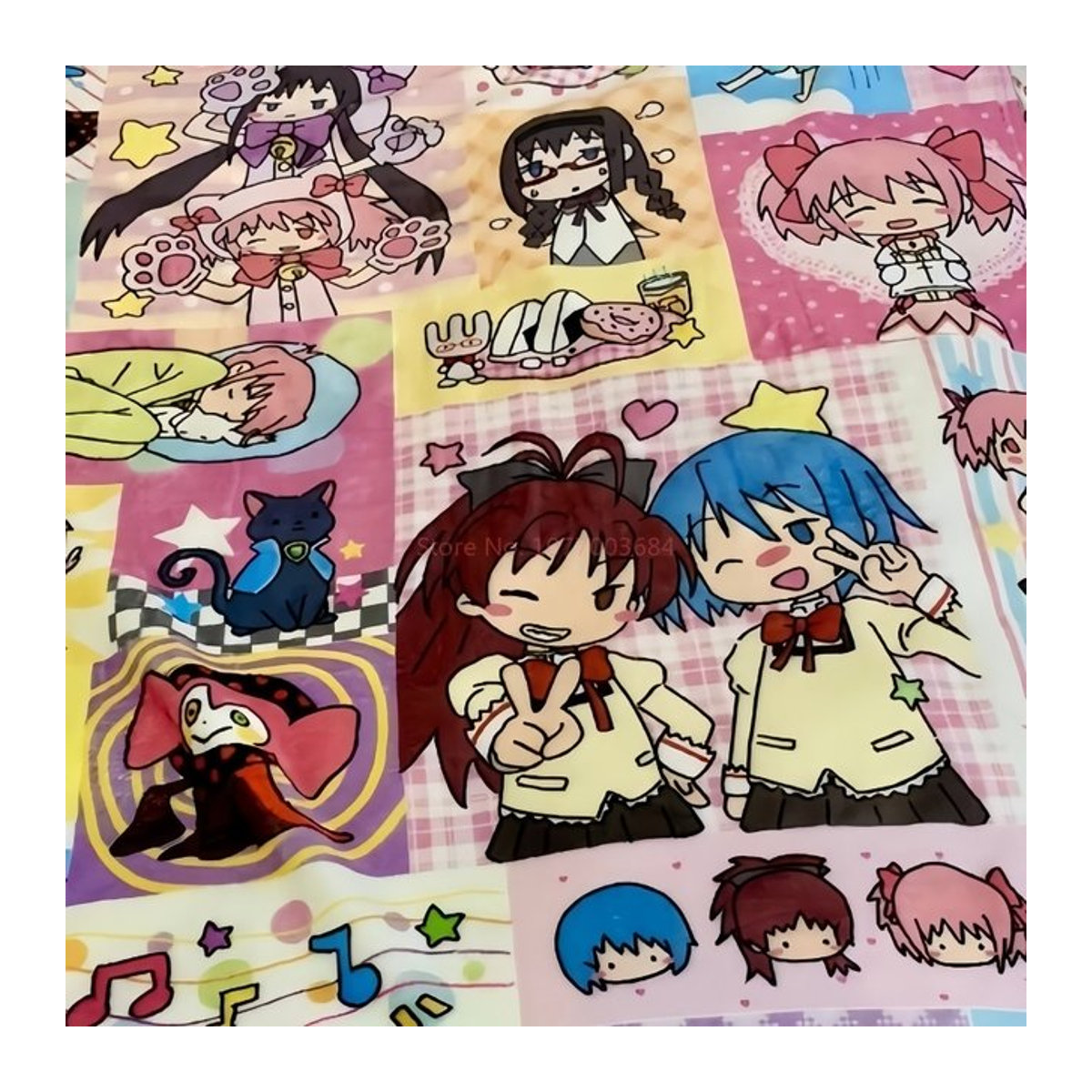 Bandai Puella Magi Madoka Magica Anime Fleece Decke, mehrfarbig und schwarz, warm für Winter und Weihnachten - Bild 1