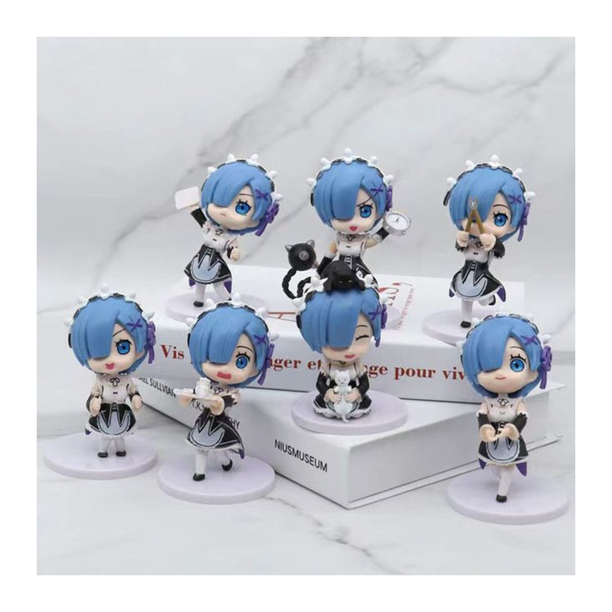 Bandai Re:ZERO Rem Anime Figur im Pyjama mit Stuhl, mehrfarbiges PVC Sammlermodell zur Dekoration - Bild 1