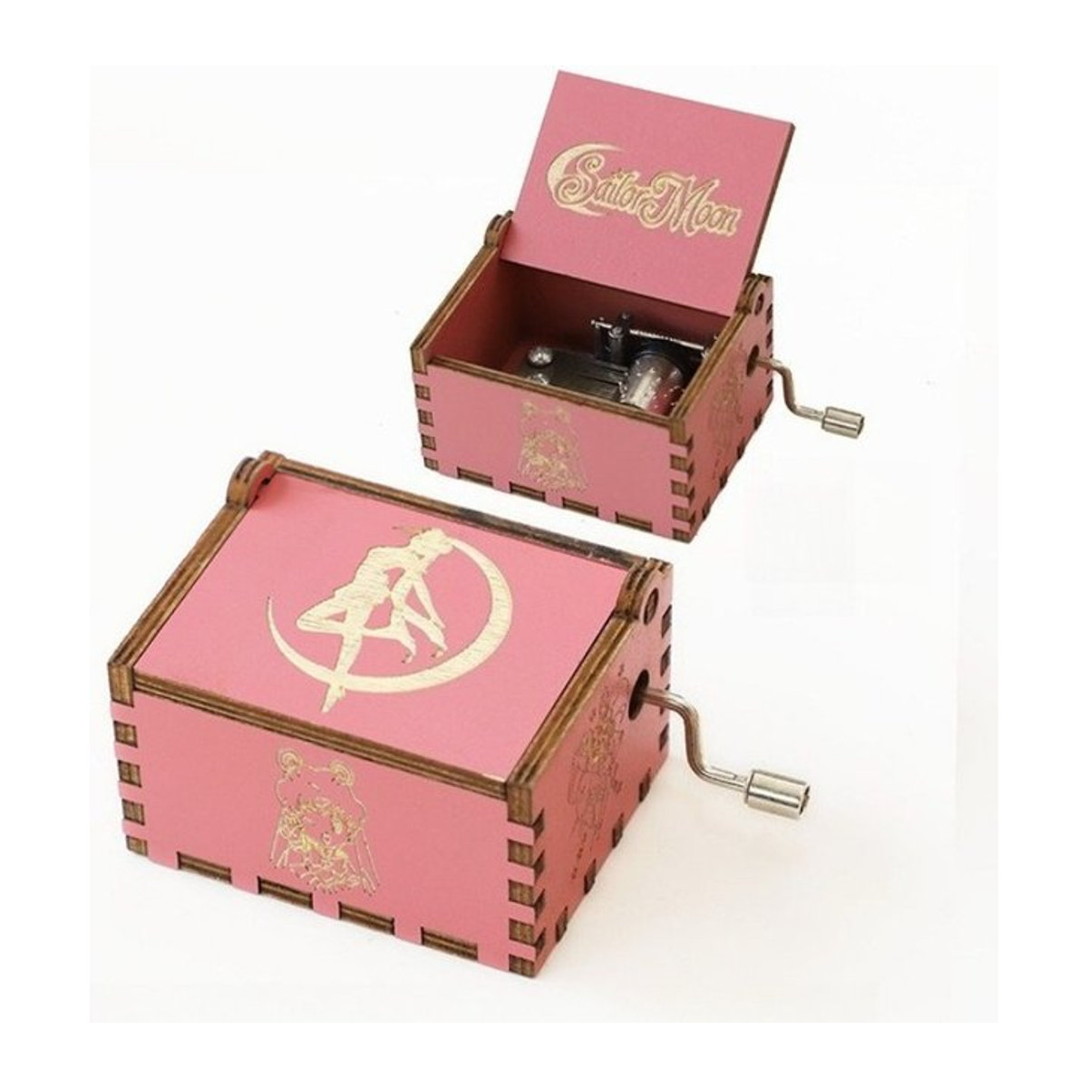 Bandai Sailor Moon Handkurbel Spieluhr aus Holz in Rosa für Kinder und Mädchen - Bild 1
