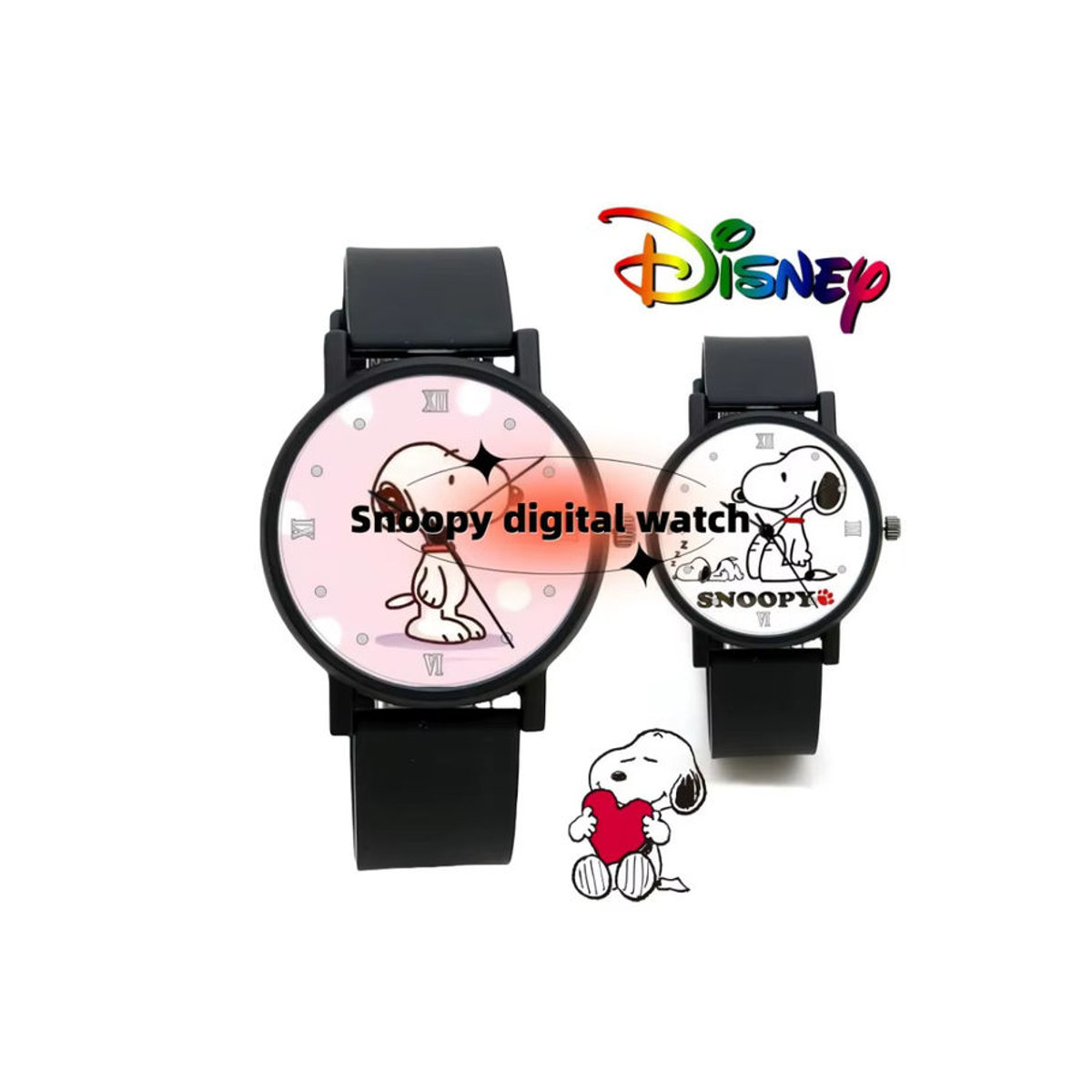 Bandai Snoopy Digital-Quarzuhr für Kinder und Studenten in Schwarz mit rundem Gehäuse - Bild 3