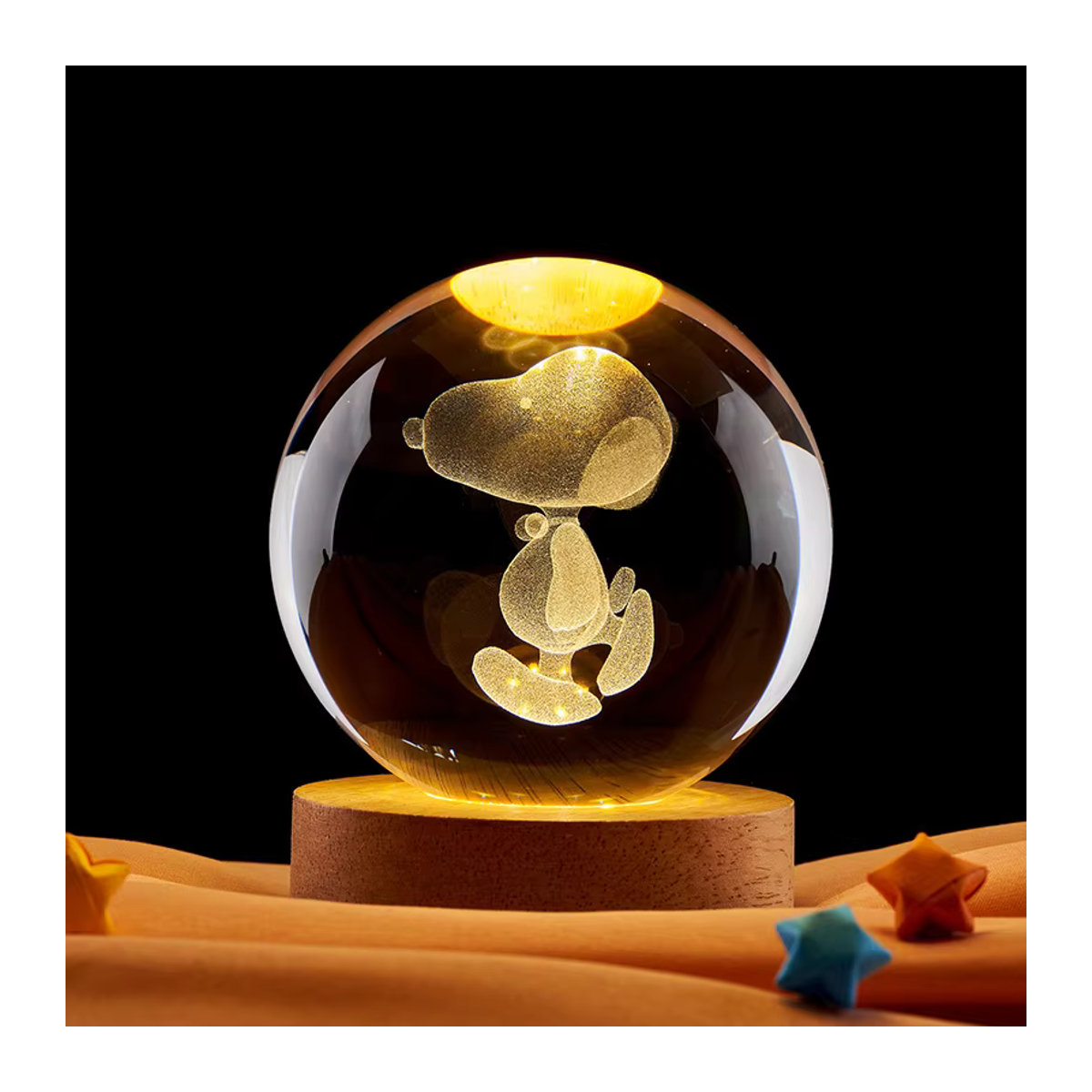 Bandai Snoopy Kristallkugel aus Glas als dekorative Figur in transparentem Design - Bild 2