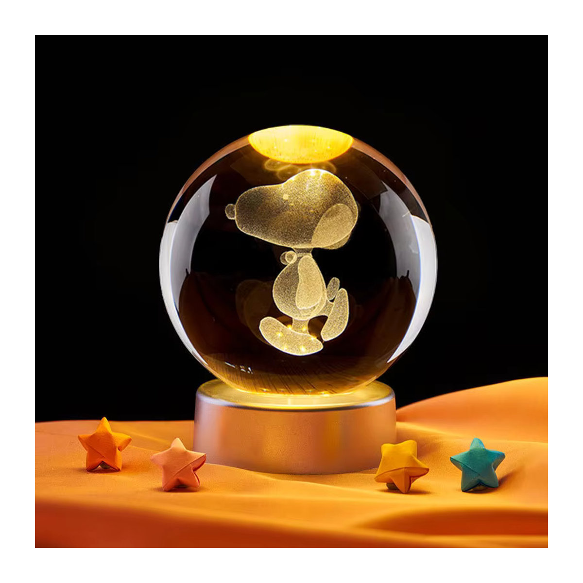 Bandai Snoopy Kristallkugel aus Glas als dekorative Figur in transparentem Design - Bild 3