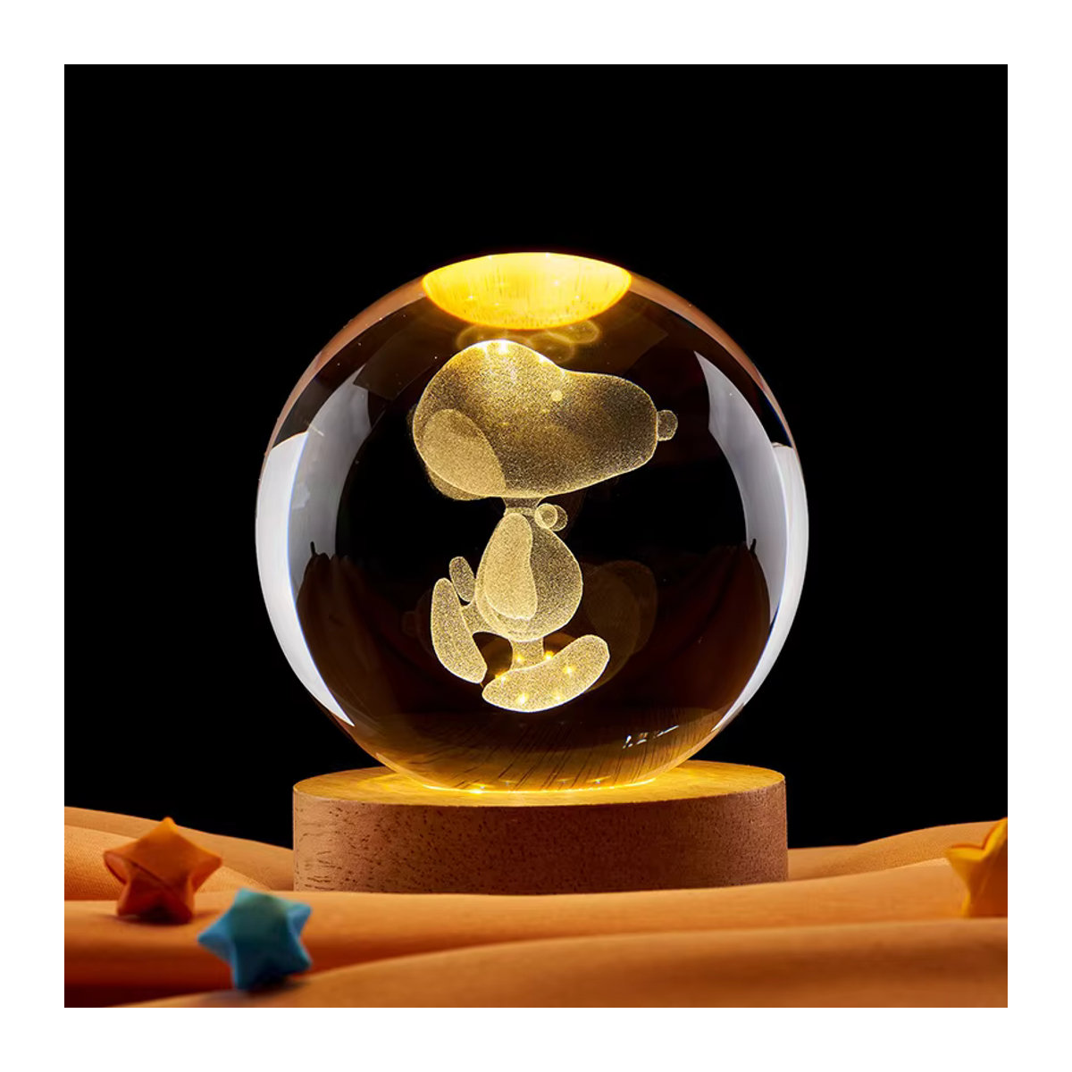 Bandai Snoopy Kristallkugel aus Glas als dekorative Figur in transparentem Design - Bild 4
