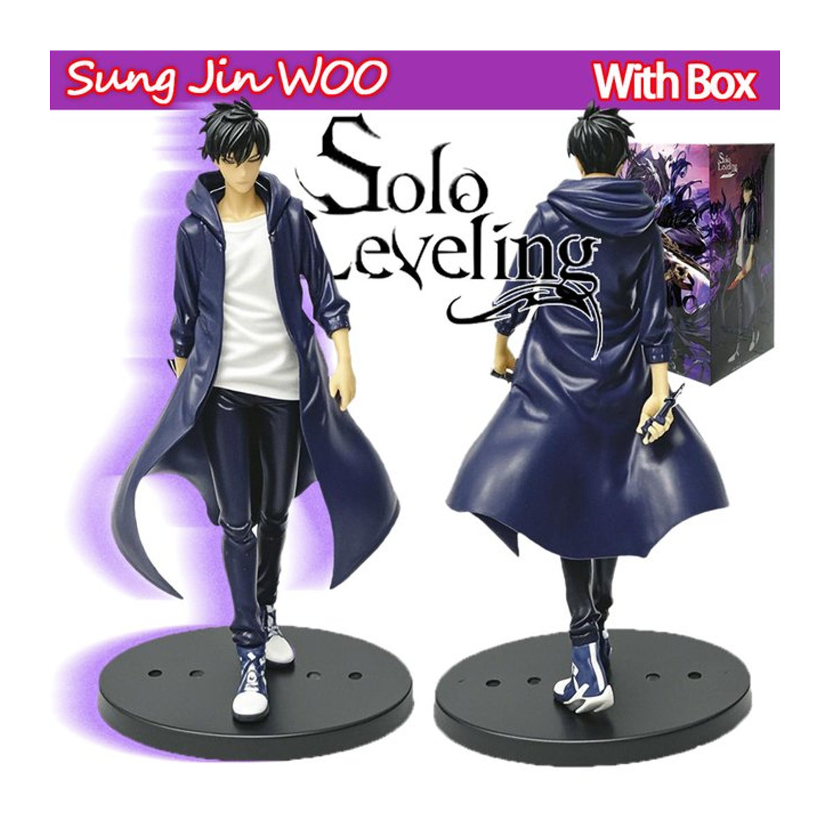 Bandai Solo Leveling Sung Jinwoo Actionfigur in Schwarz, PVC Sammelmodellfigur, Höhe: 21 cm - Bild 1