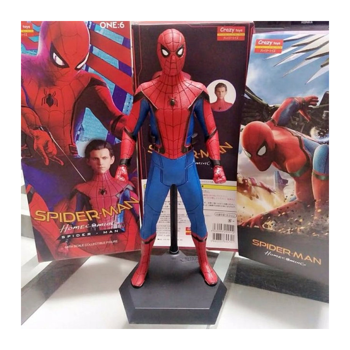 Bandai Spiderman Actionfigur aus Kunststoff, bewegliche PVC-Statue für Sammler und Dekoration, Höhe: 28 cm, mehrfarbig - Bild 1