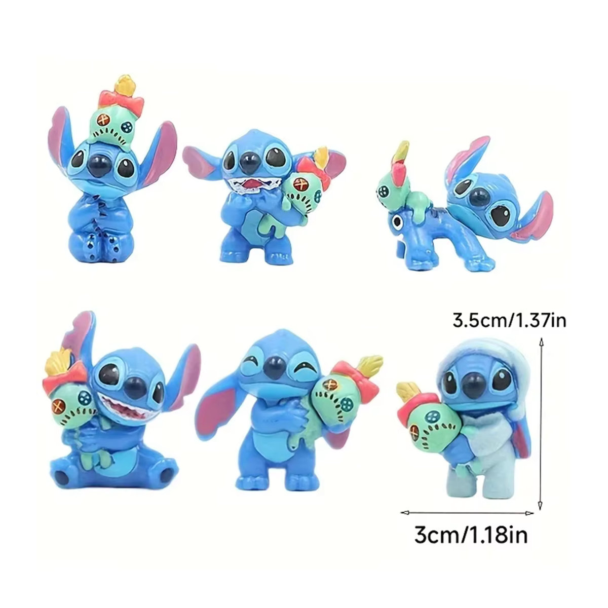 Bandai Stitch Anime Figuren Set aus Kunststoff, blaue Mini Charakter Modelle als Desktop Ornament und Spielzeug für Kinder - Bild 4