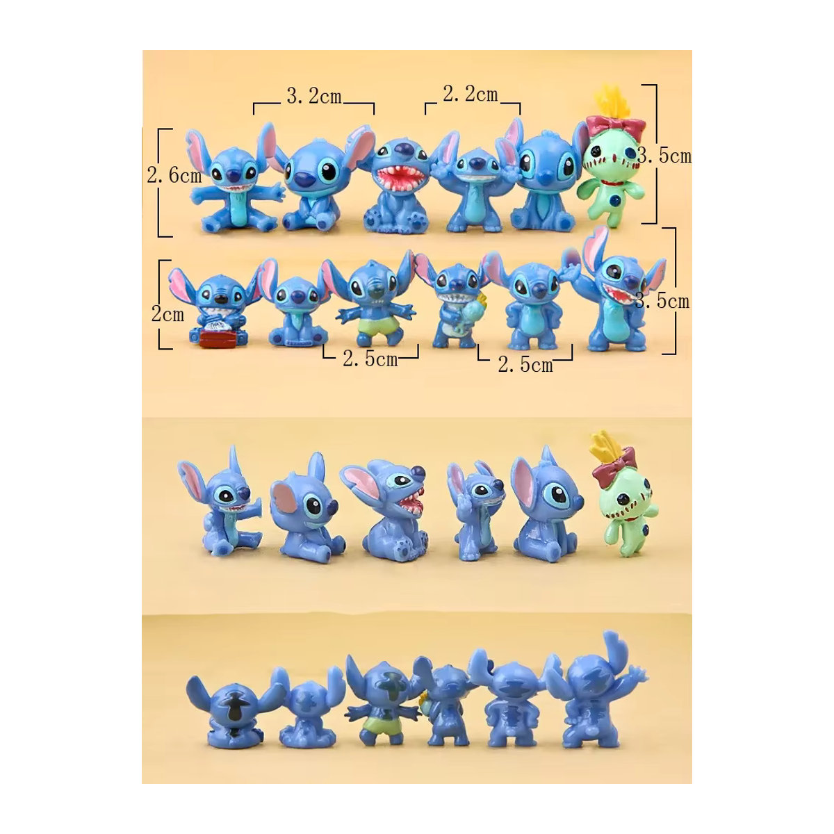 Bandai Stitch Anime Figuren Set aus Kunststoff, blaue Mini Charakter Modelle als Desktop Ornament und Spielzeug für Kinder - Bild 5