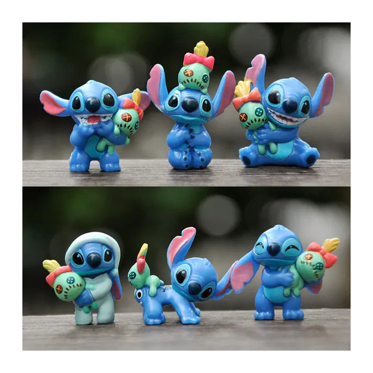 Bandai Stitch Anime PVC Figuren Set, 6 Stück bunte Cartoon Charakter Sammelfiguren aus Kunststoff zur Desktop Dekoration - Bild 1