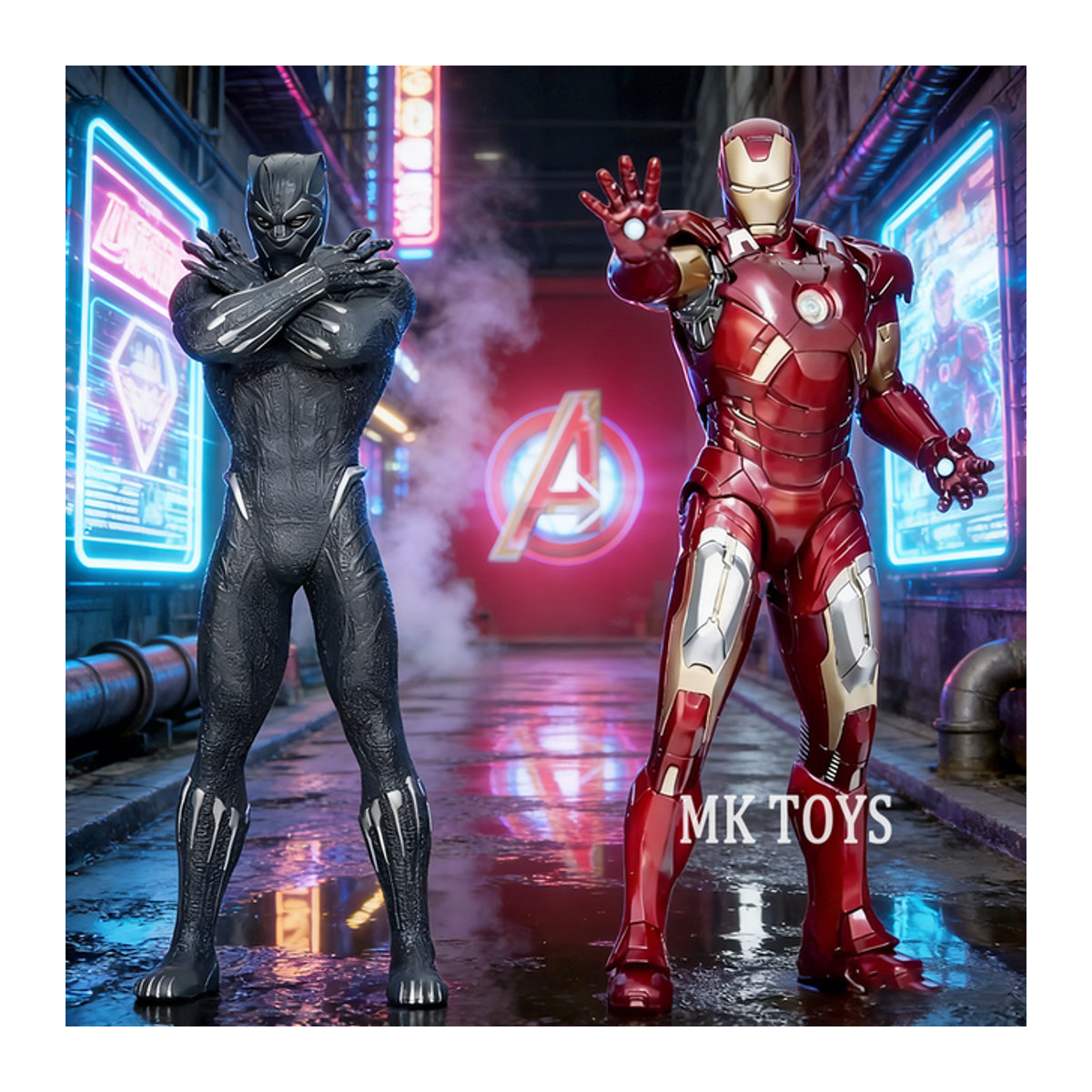 Bandai The Avengers Actionfiguren Black Panther und Iron Man PVC Statue, mehrfarbig, Höhe: 23 cm - Bild 1
