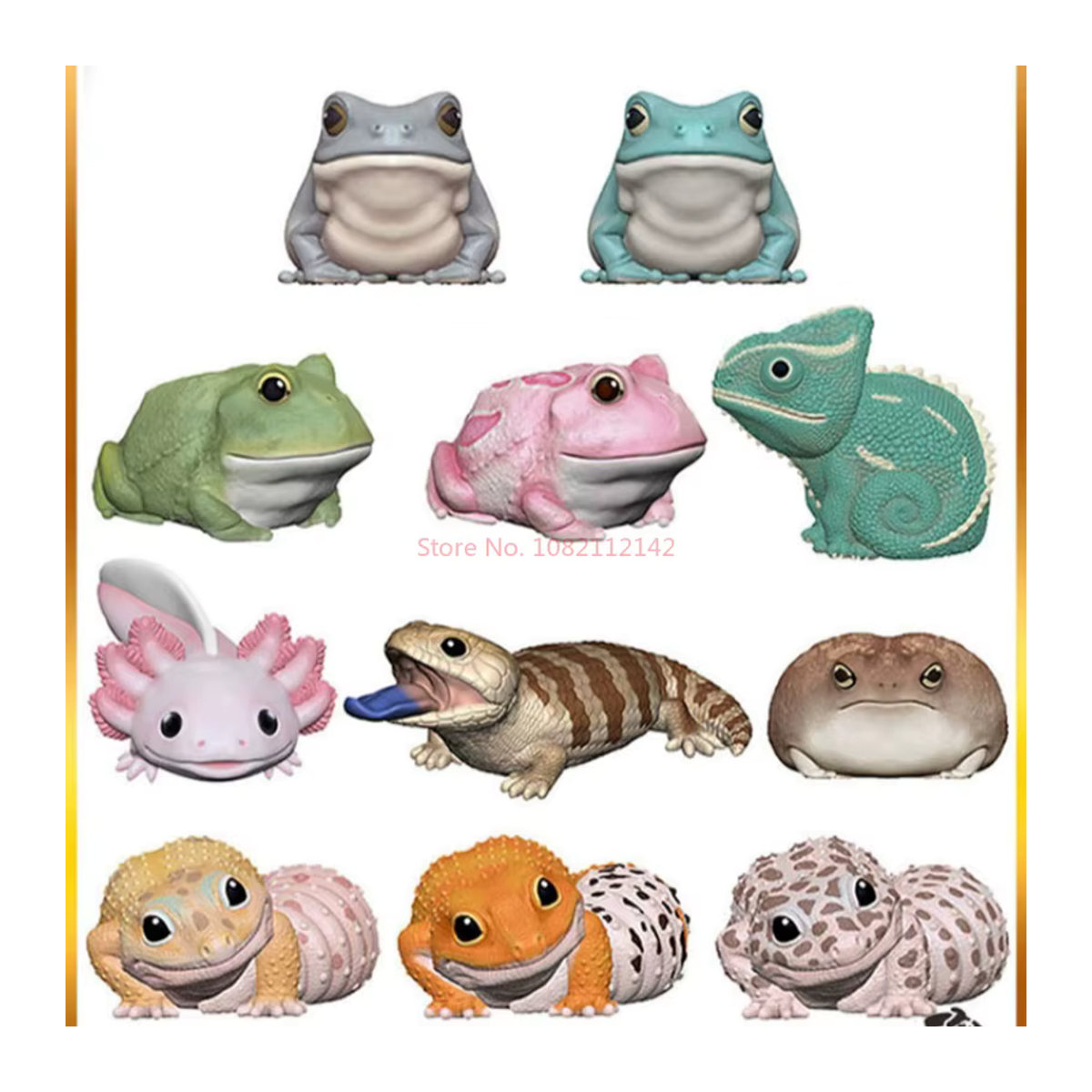 Bandai Tierfigur Eublepharis Macularius und Ambystoma Mexicanum in Gelb aus Kunststoff und Kunstharz als Tischdekoration - Bild 3