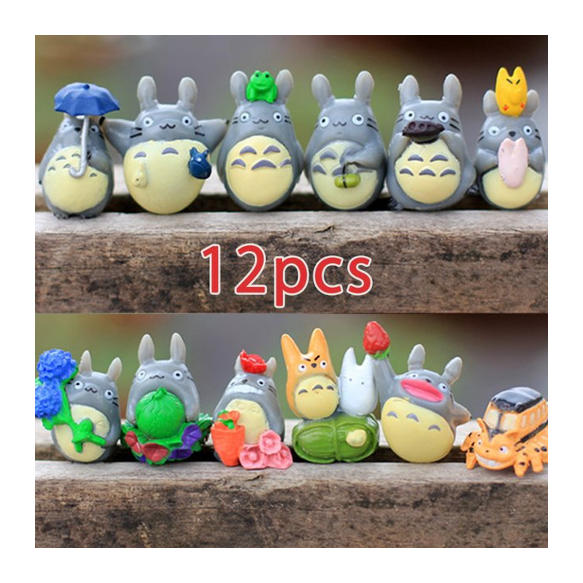 Bandai Totoro Anime Figuren Set aus Kunststoff, Mehrfarbige Mini Statuen für Sammler und Kinder als Zimmer Ornamente - Bild 1