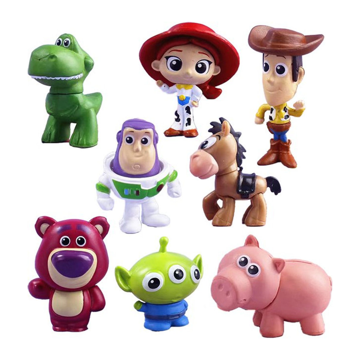 Bandai Toy Story Mini Figuren Set aus Kunststoff, 8er Pack Buzz Lightyear und Jessie als Desktop-Dekoration für Kinder, mehrfarbig - Bild 1
