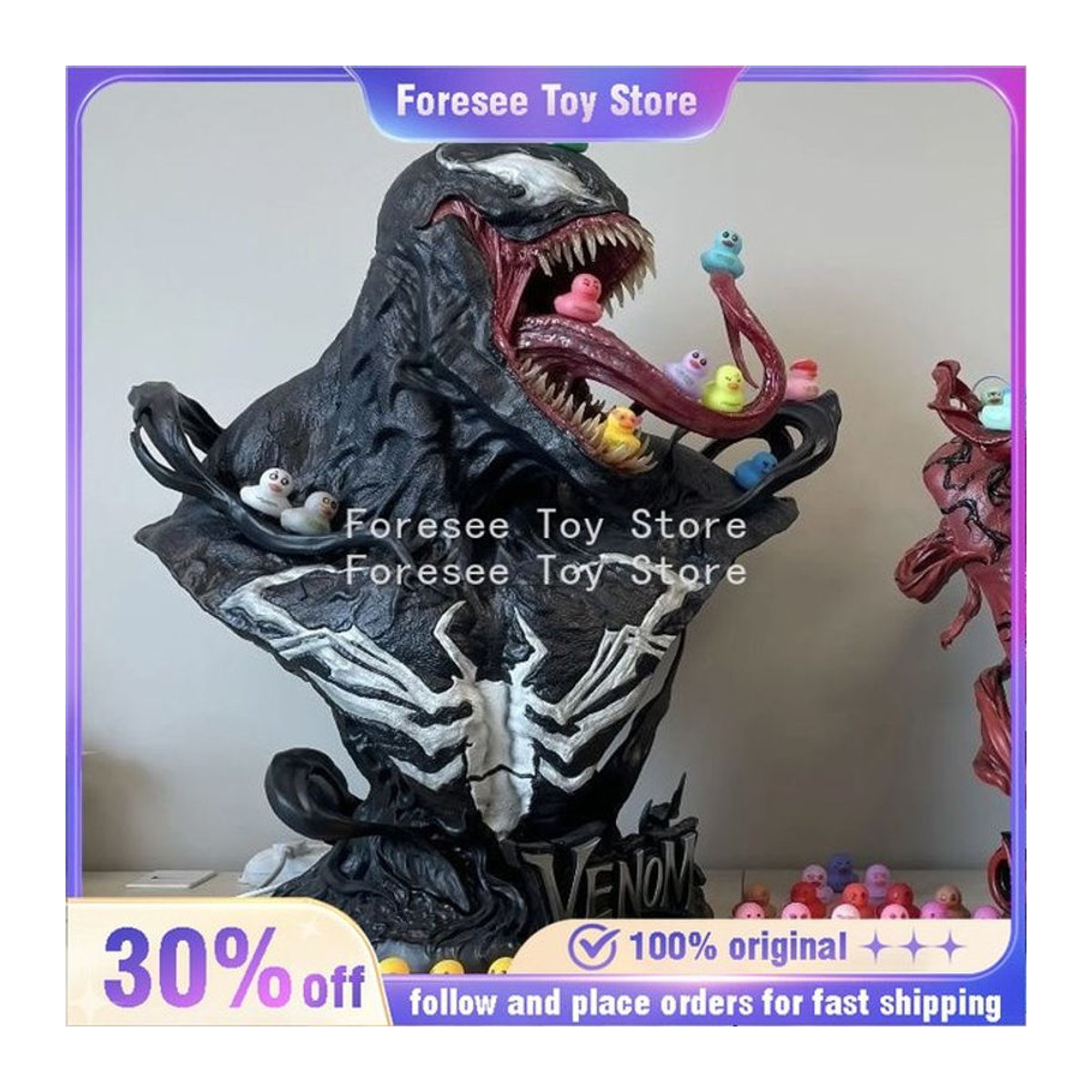 Bandai Venom Büste Figur in Schwarz, 80 cm Kunstharz Dekoration für dein Desktop-Ornament - Bild 1