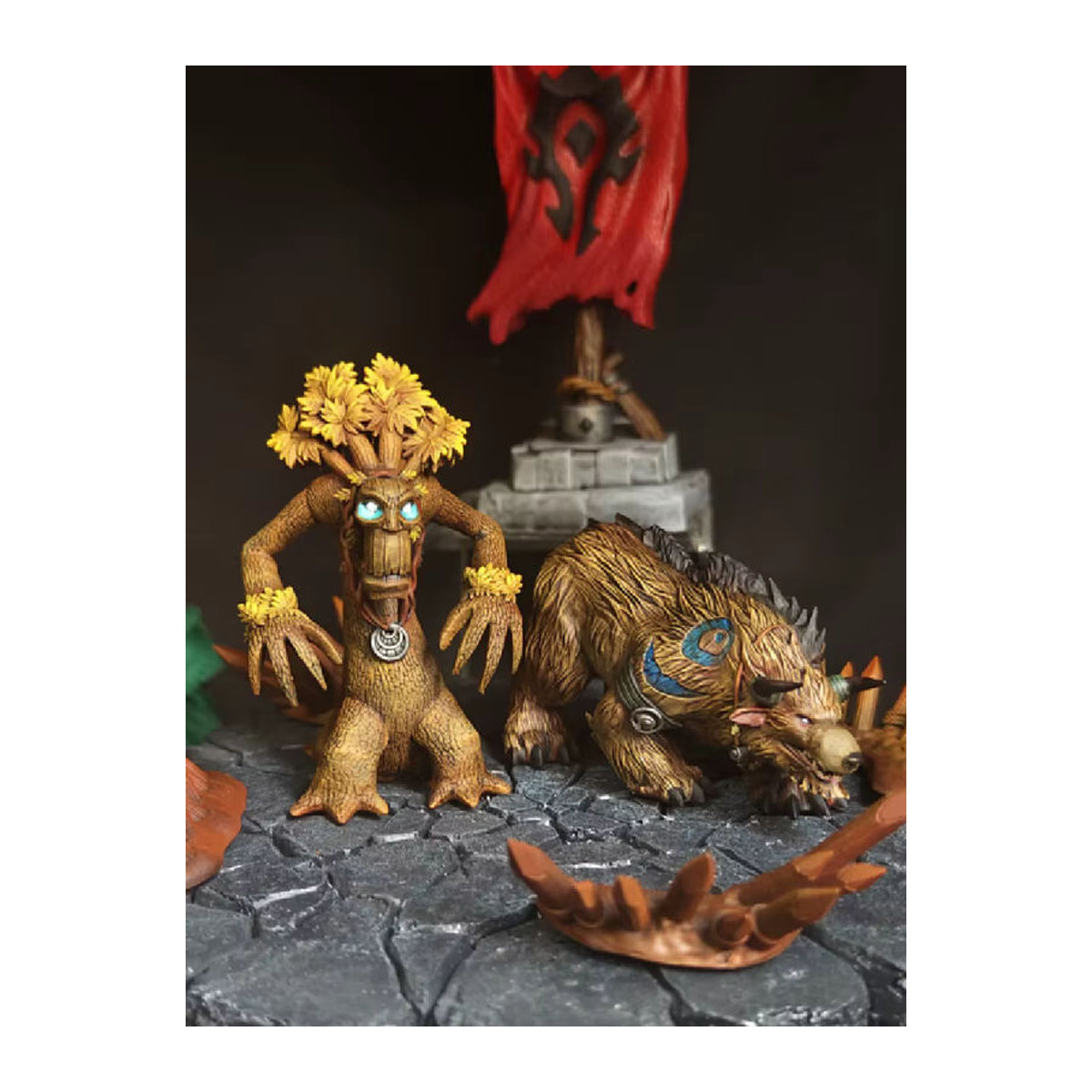 Bandai World of Warcraft Modell Nachtelf Dryad Bär Bemalte Spielfigur in Weiß und Braun - Bild 4