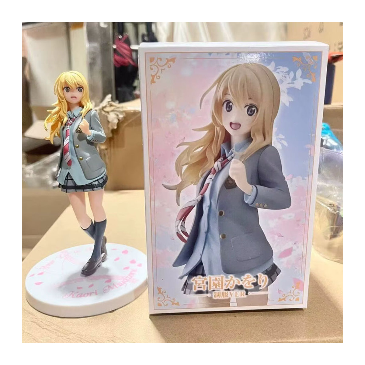 Bandai Your Lie in April Anime Kaori Miyazono Actionfigur in mehrfarbiger karierter Schuluniform als Sammlermodell Ornament - Bild 4