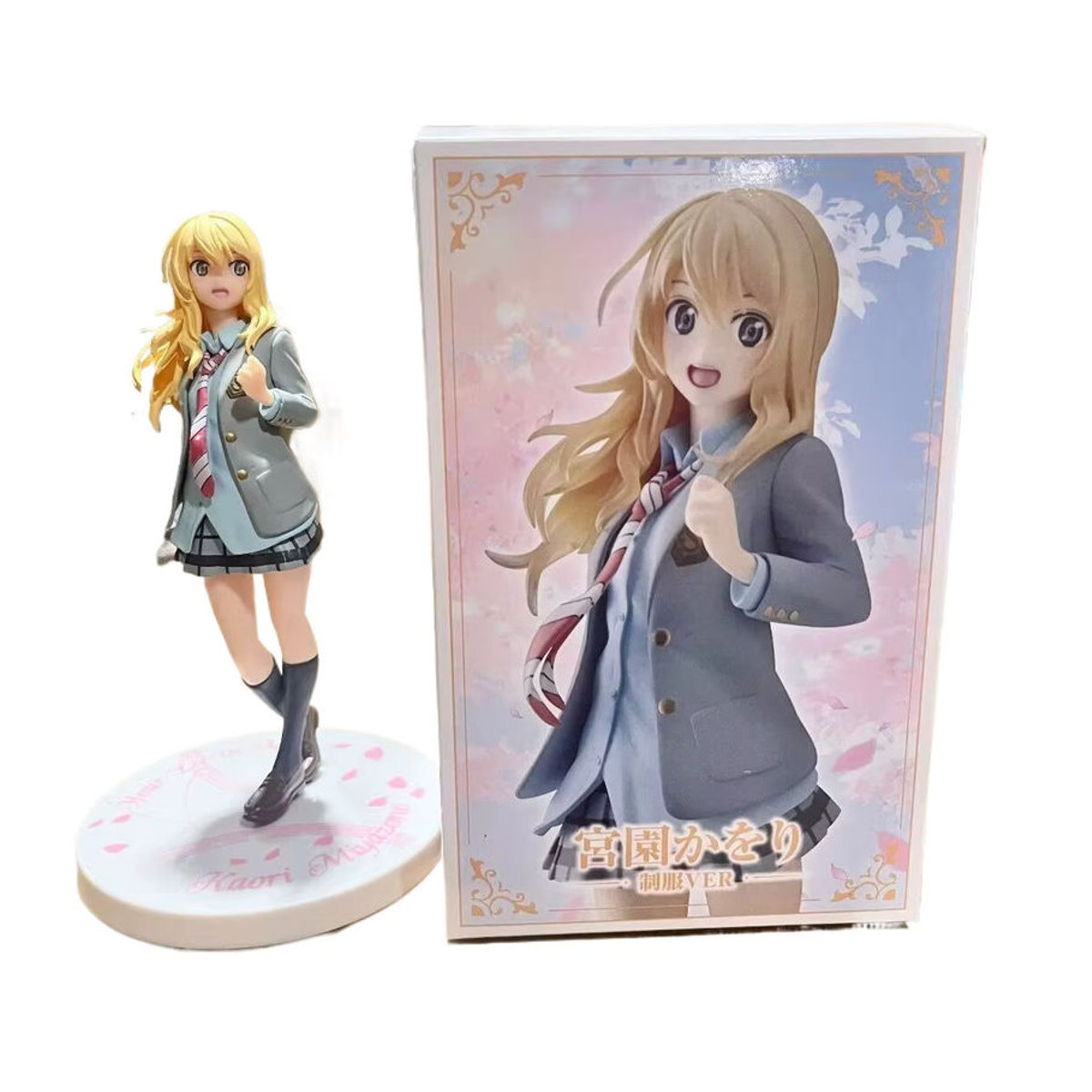 Bandai Your Lie in April Anime Kaori Miyazono Actionfigur in mehrfarbiger karierter Schuluniform als Sammlermodell Ornament - Bild 7