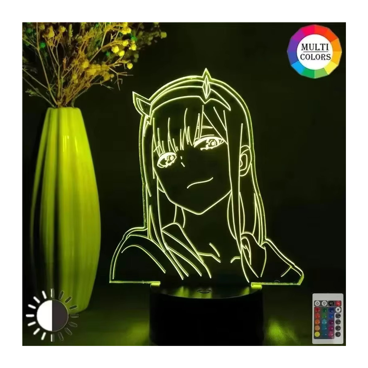 Bandai Zero Two Anime 3D LED Nachtlicht aus Acryl mit Farbwechsel als Schreibtischlampe in Bunt - Bild 2