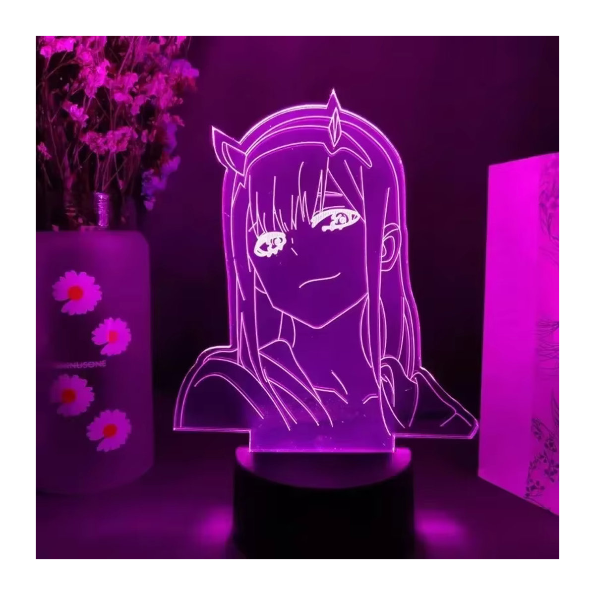 Bandai Zero Two Anime 3D LED Nachtlicht aus Acryl mit Farbwechsel als Schreibtischlampe in Bunt - Bild 3