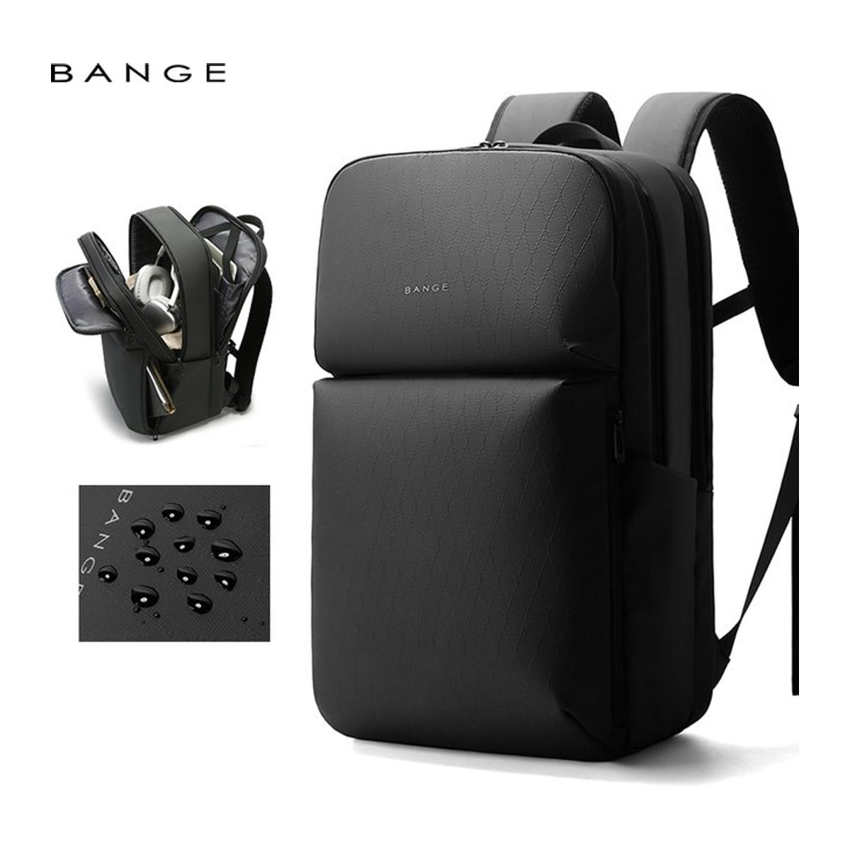 BANGE Intelligenter wasserdichter Reiserucksack in Schwarz, moderner Business-Handgepäckrucksack mit großem Fassungsvermögen für 16-Zoll-Laptops - Bild 1