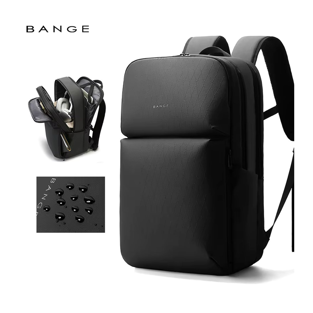 BANGE Intelligenter wasserdichter Reiserucksack in Schwarz, moderner Business-Handgepäckrucksack mit großem Fassungsvermögen für 16-Zoll-Laptops - Bild 7