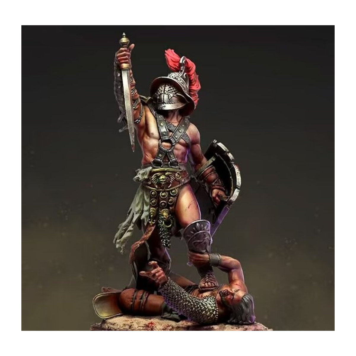 BANGSHE Harzfigur Römischer Soldat im Maßstab 1:24, unbemalte 3D-Druckstatue aus Kunstharz in Grau und Mehrfarbig - Bild 1
