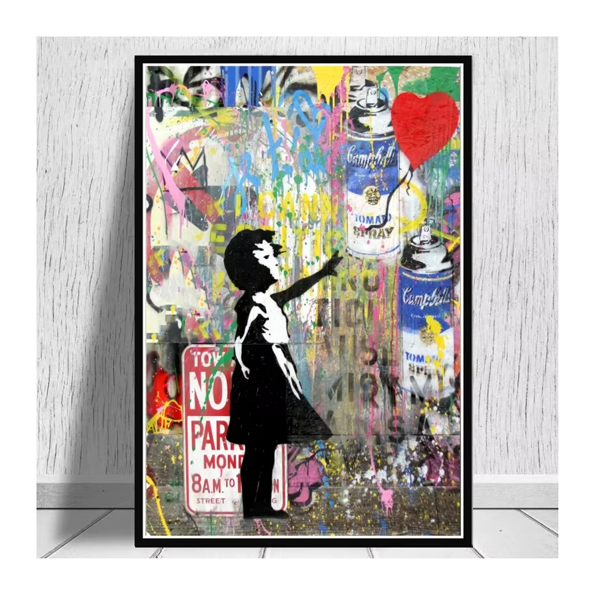 Banksy Kunst Leinwandposter mit Affen im Graffiti Street Art Stil, mehrfarbiges Wandbild für moderne Heimdekoration - Bild 3
