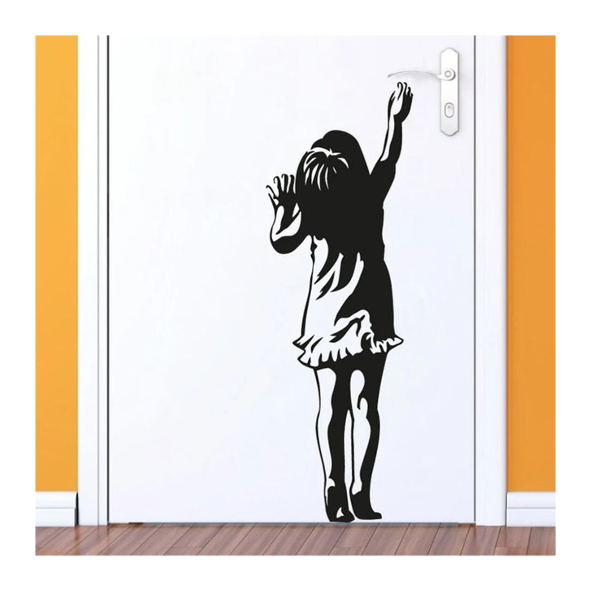 Banksy Street Art Graffiti Wandaufkleber Mädchen Motiv in Schwarz aus Kunststoff zur Dekoration von Kinderzimmern und Wohnräumen - Bild 1