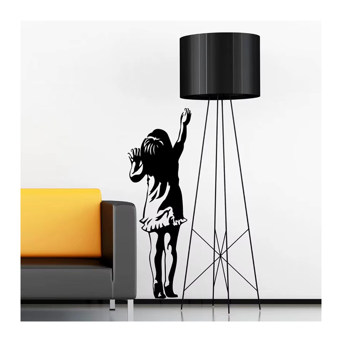 Banksy Street Art Graffiti Wandaufkleber Mädchen Motiv in Schwarz aus Kunststoff zur Dekoration von Kinderzimmern und Wohnräumen - Bild 2