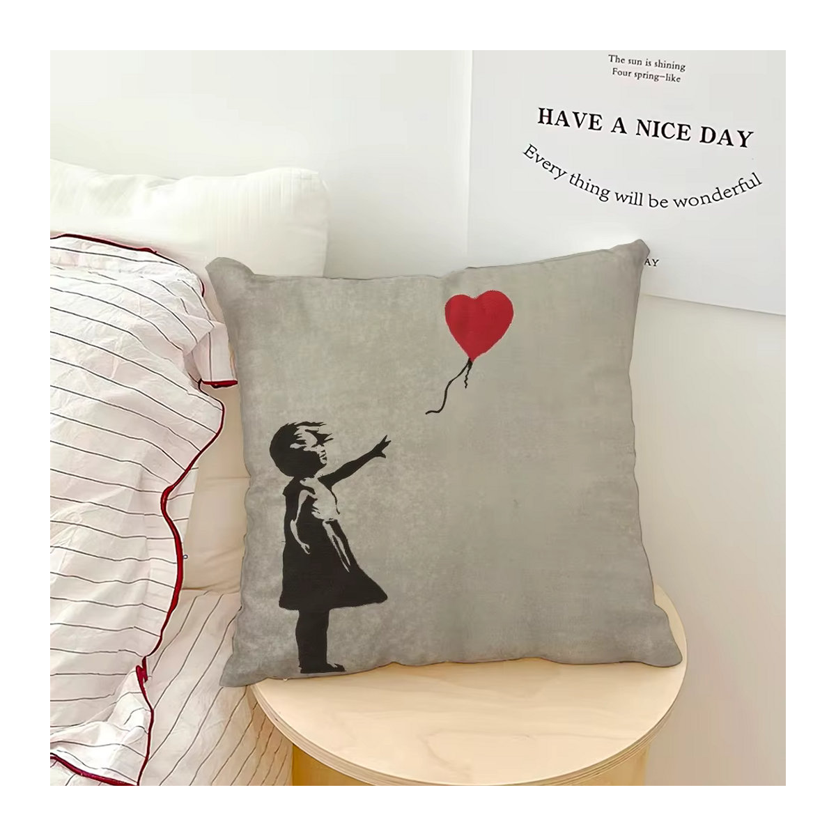 Banksy Street Graffiti Art Kissenbezug in Grau für Sofa und Dekoration - Bild 6