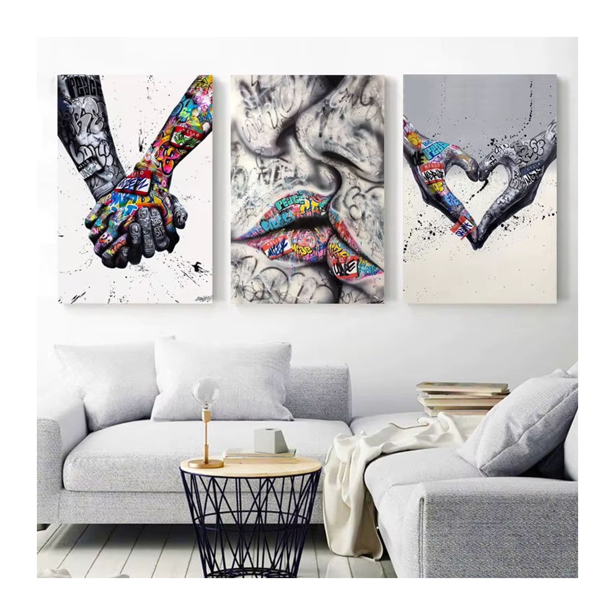 Banksy Street Graffiti Collage Affe Wandkunst Potdemiel Leinwandbild Abstrakt Mehrfarbig - Bild 1