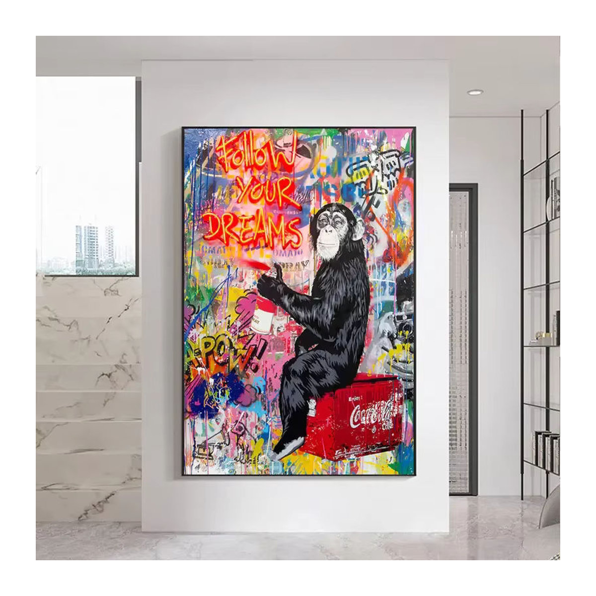 Banksy Street Graffiti Collage Affe Wandkunst Potdemiel Leinwandbild Abstrakt Mehrfarbig - Bild 2