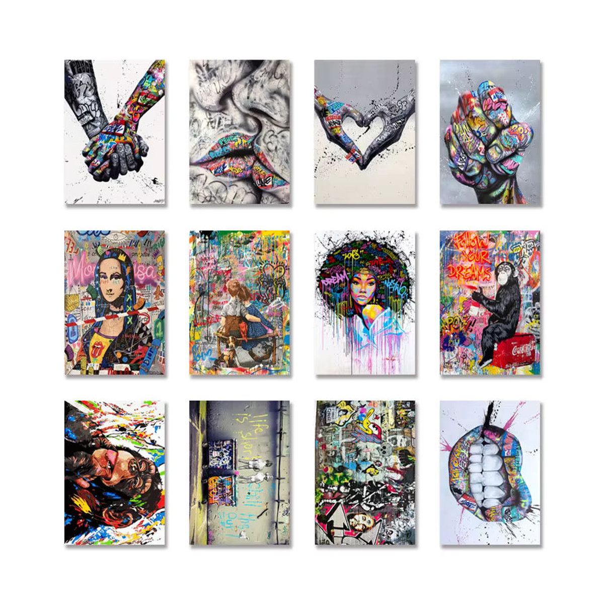 Banksy Street Graffiti Collage Affe Wandkunst Potdemiel Leinwandbild Abstrakt Mehrfarbig - Bild 3