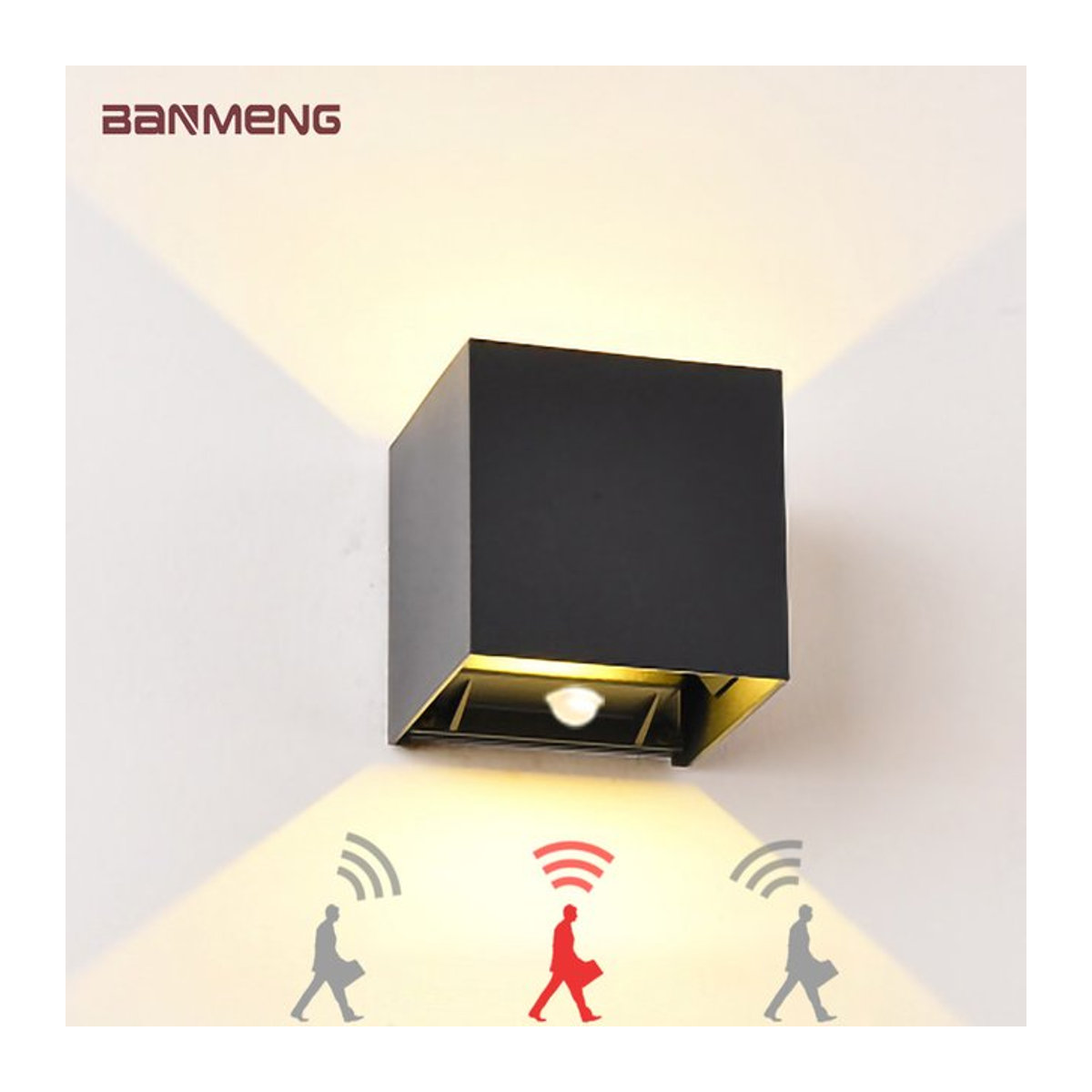 BANMENG LED Wandleuchte mit Bewegungsmelder IP65 wasserdicht Schwarz Modern 20W - Bild 1