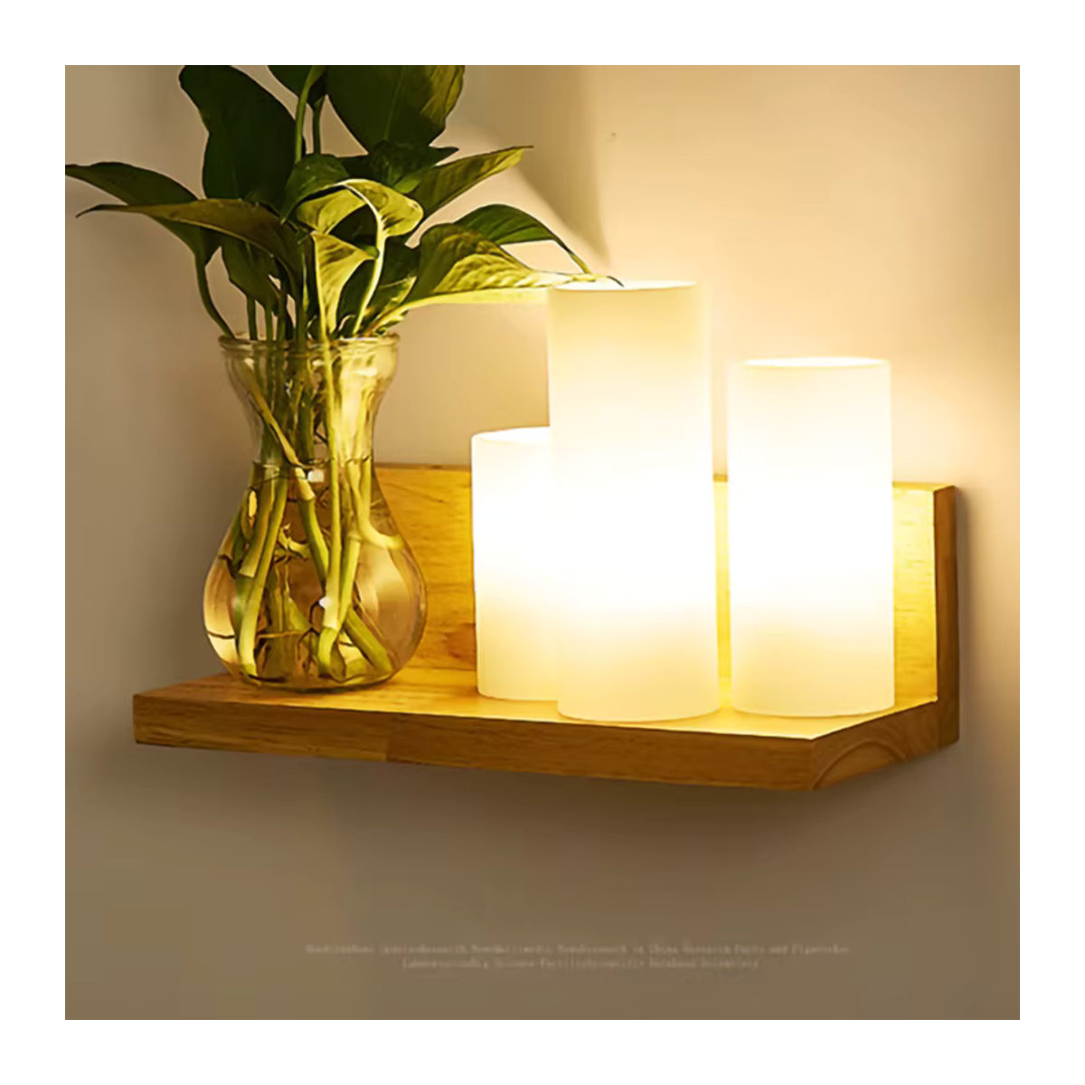 BANMENG Nordic Wandlampe aus Holz und Glas in Natur mit E27 Fassung für modernes Skandinavisches Design - Bild 1