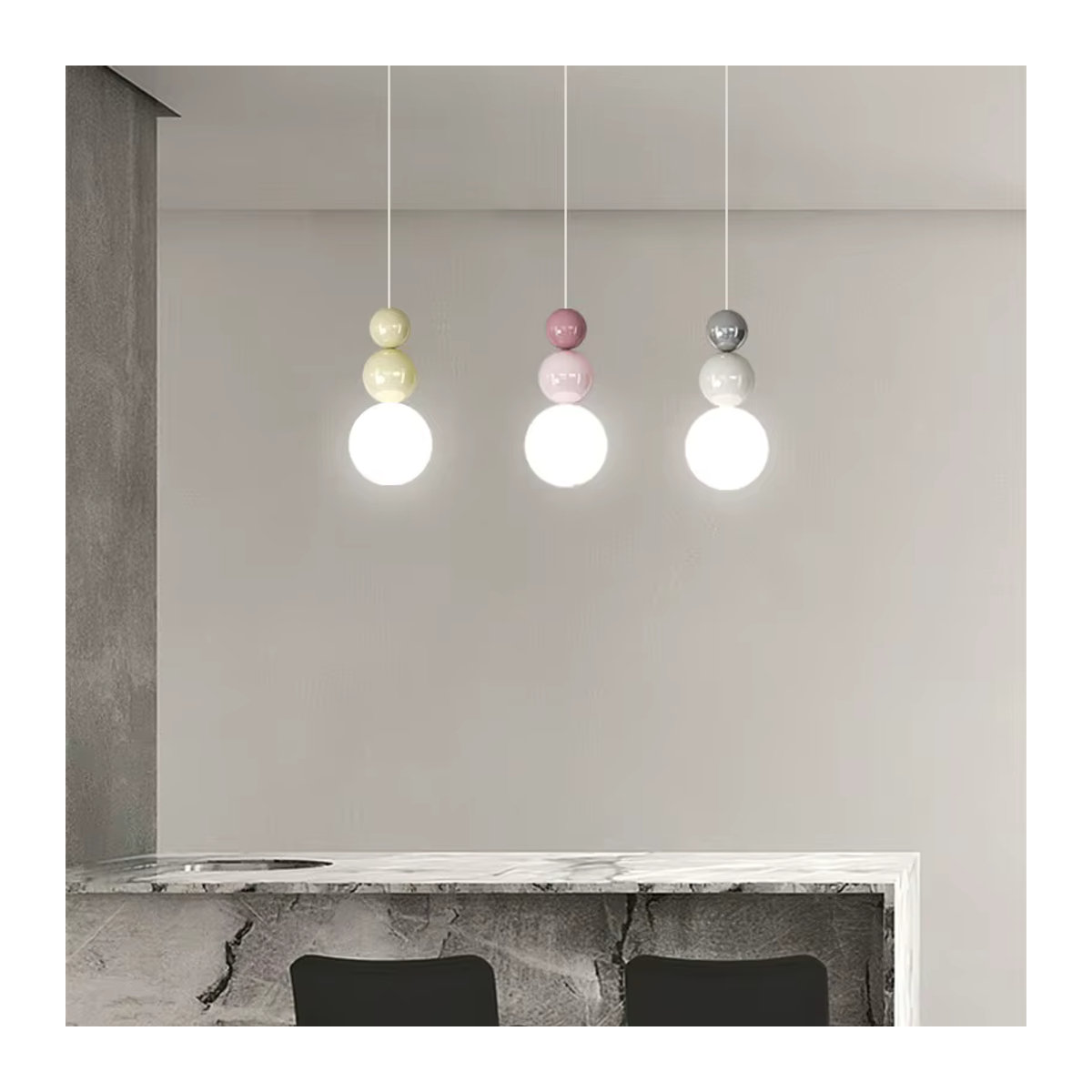 BANMENG Pendelleuchte Modern Skandinavisch LED in Beige - Bild 2