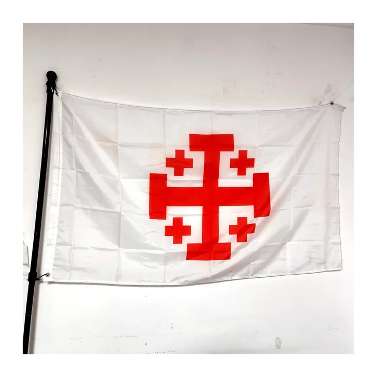 Banner mit Jerusalem-Kreuz-Flagge in Weiß für Innen- und Außendekoration, B x H: 90 x 150 cm - Bild 1