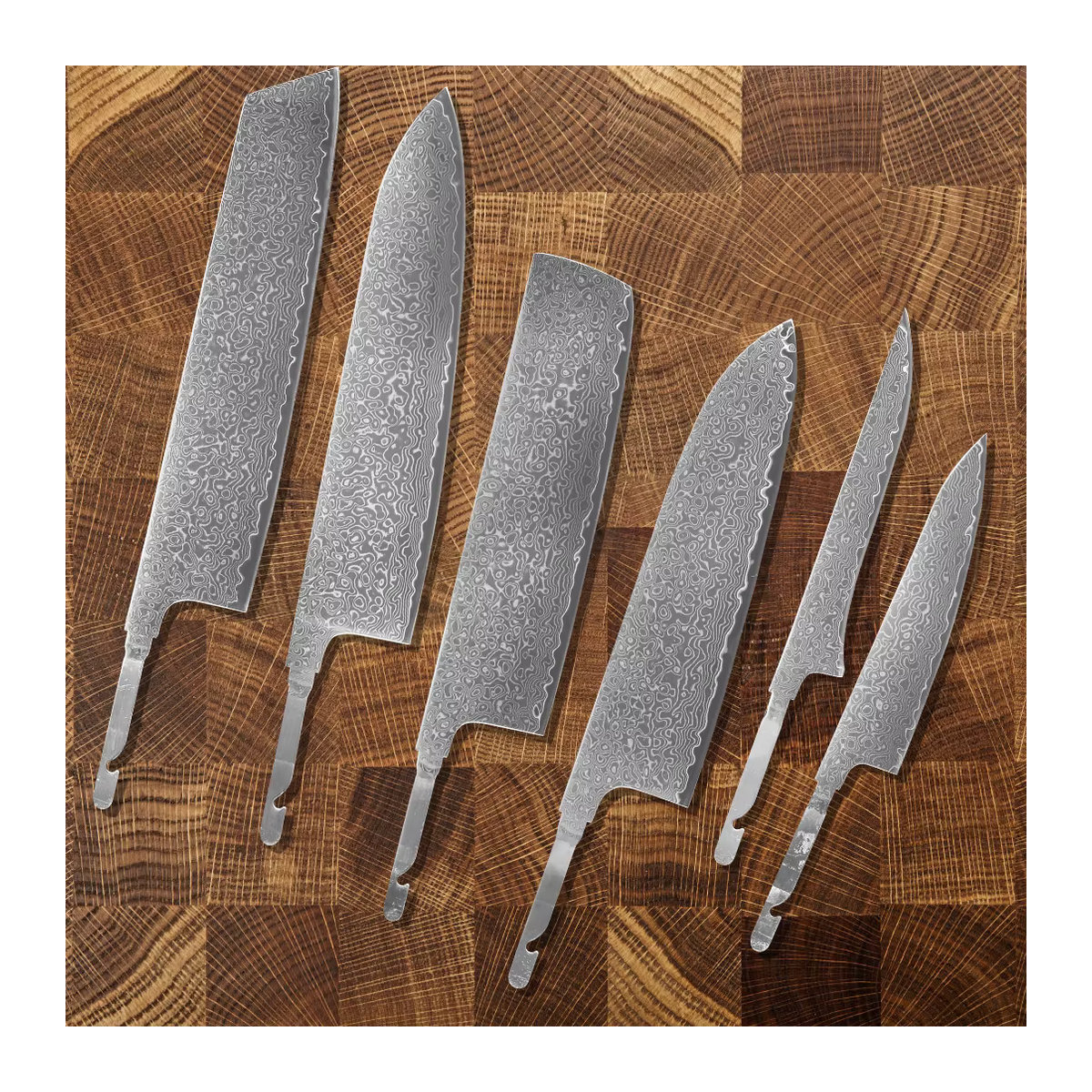 Baovim Damaststahl Rohmesser Set in Silber zum Selbermachen ohne Griff - Bild 3