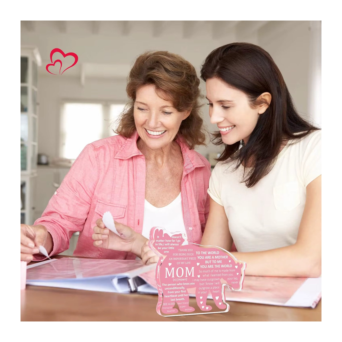 Bär Plakette für Mama in Rosa als dekorative Schreibtischfigur aus Kunststoff - Bild 4