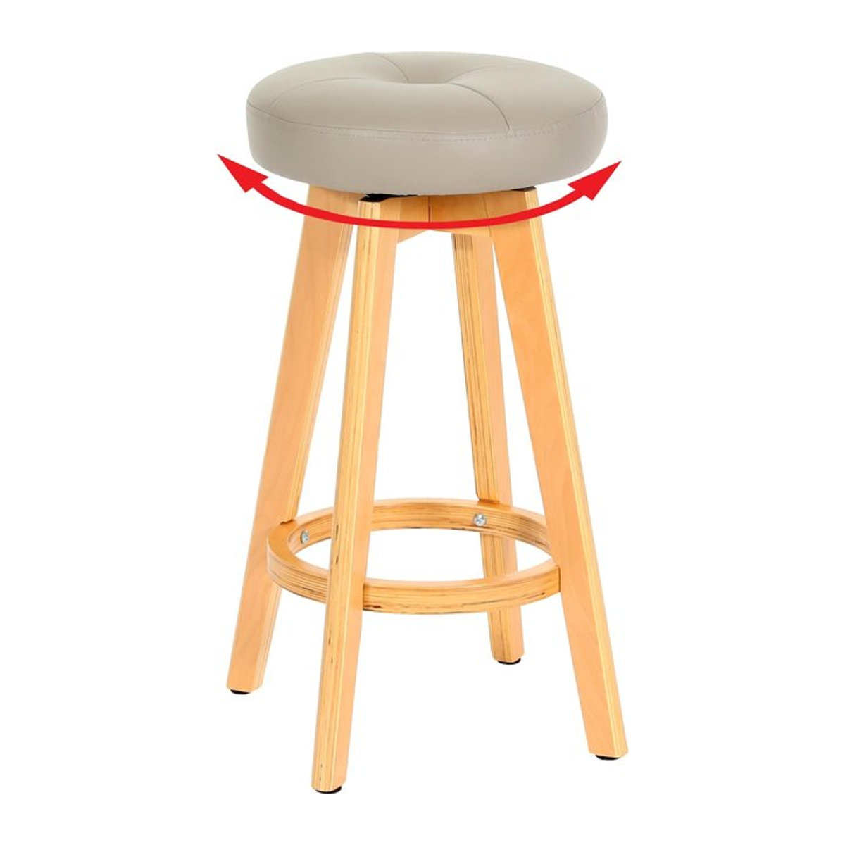 Barhocker Boras MCW Tresenhocker aus Holz und Kunstleder in Taupe Meliert mit hellen Beinen im Skandinavischen Design, drehbar - Bild 1