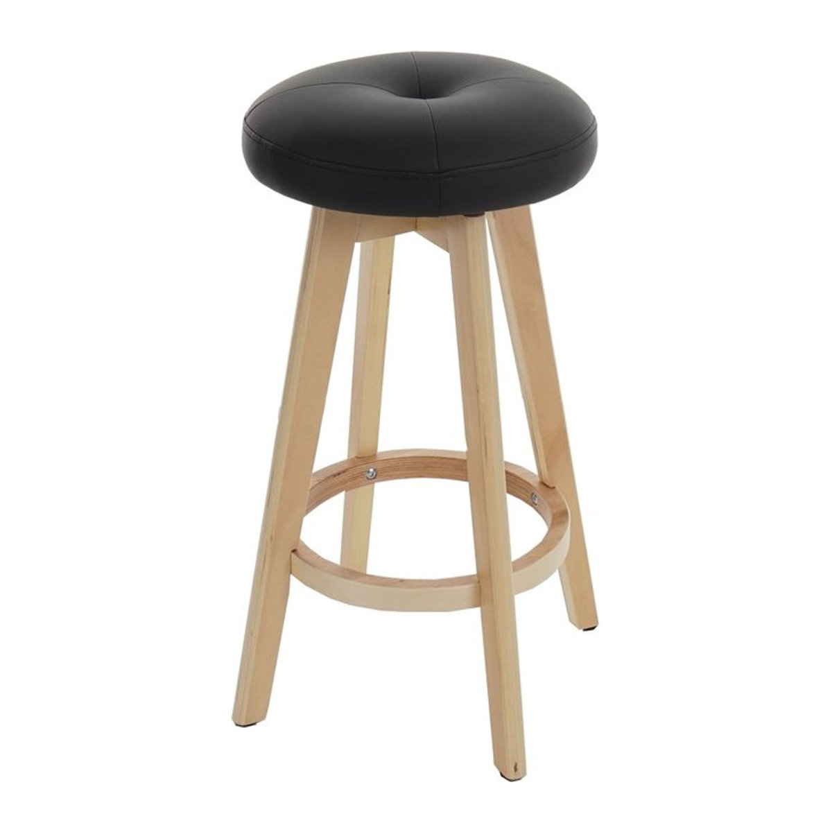 Barhocker Boras von MCW, drehbarer Tresenhocker im skandinavischen Design aus Kunstleder und Holz, Schwarz - Bild 1
