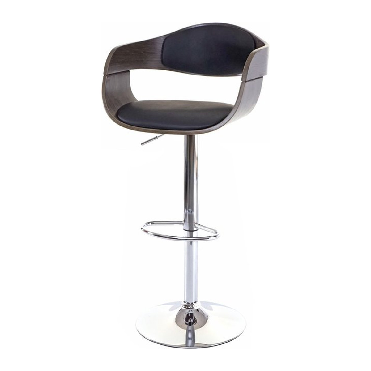 Barhocker MCW-A47 aus Buche mit Kunstleder in Grau und Schwarz im Retro-Design - Bild 1