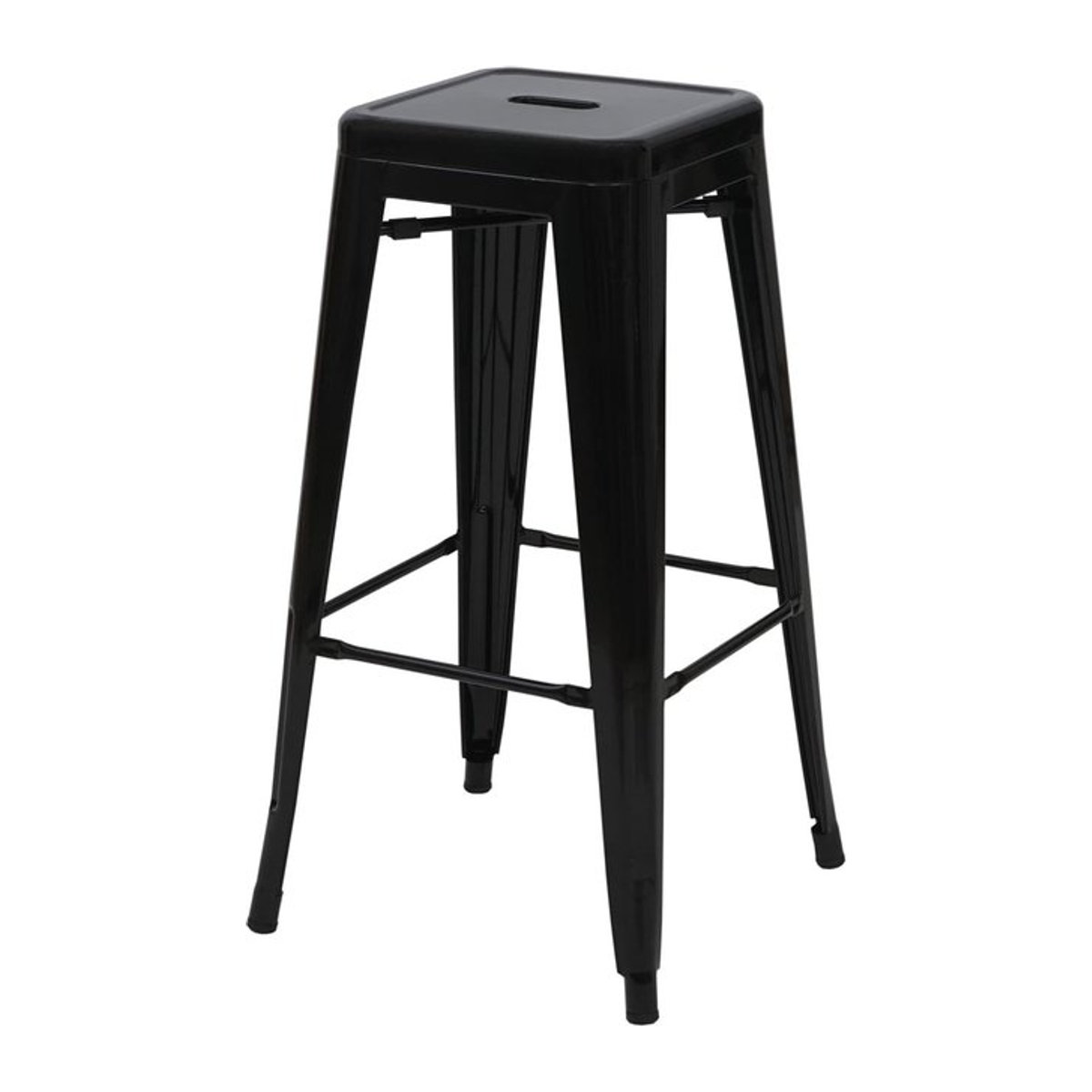 Barhocker MCW-A73 im Industrial Design aus Metall, schwarz, stapelbar - Bild 1