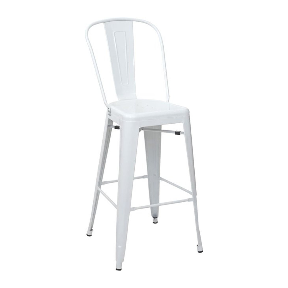 Barhocker MCW-A73 Tresenhocker mit Lehne aus Metall im Industrial Design in Weiß - Bild 1